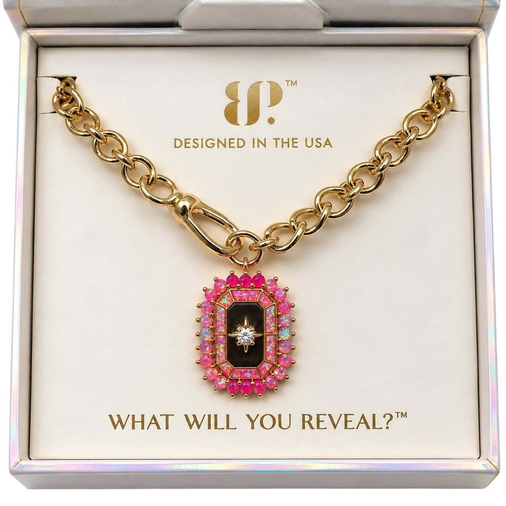 Bomb Party Sunburst Heiress Pink Statement Necklace NK61091
